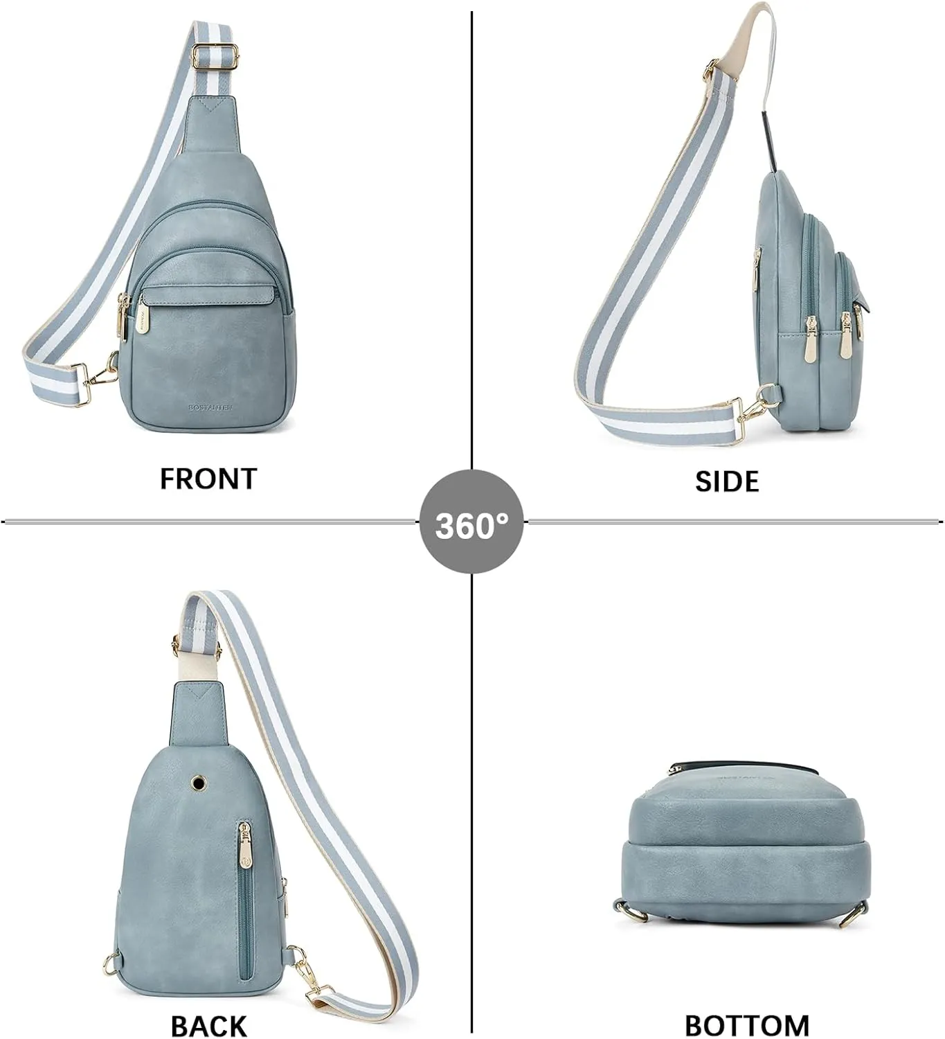 BOSTANTEN Small Sling Bag for Women Leather Crossbody Bags Fanny Pack Chest Bag for Travel