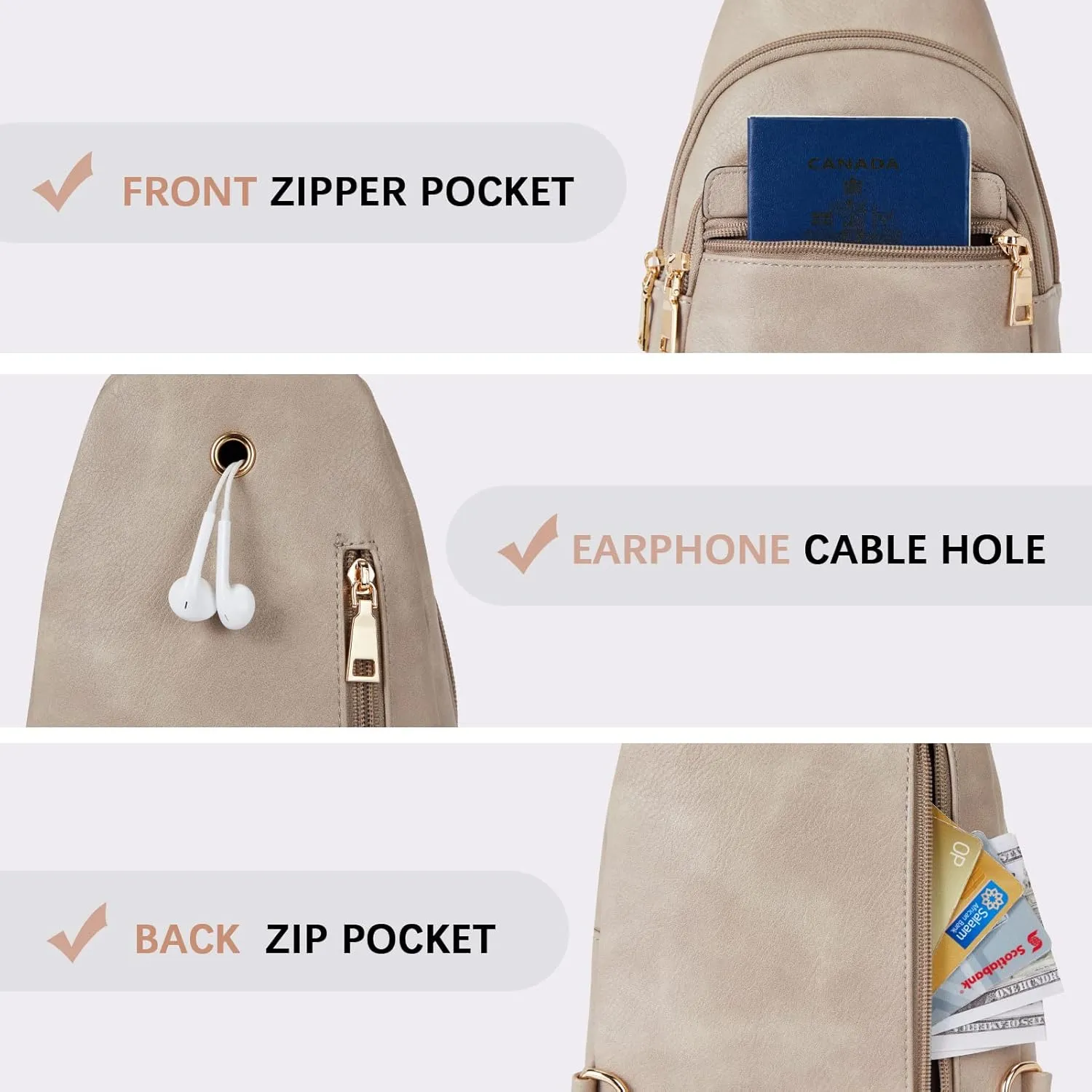 BOSTANTEN Small Sling Bag for Women Leather Crossbody Bags Fanny Pack Chest Bag for Travel