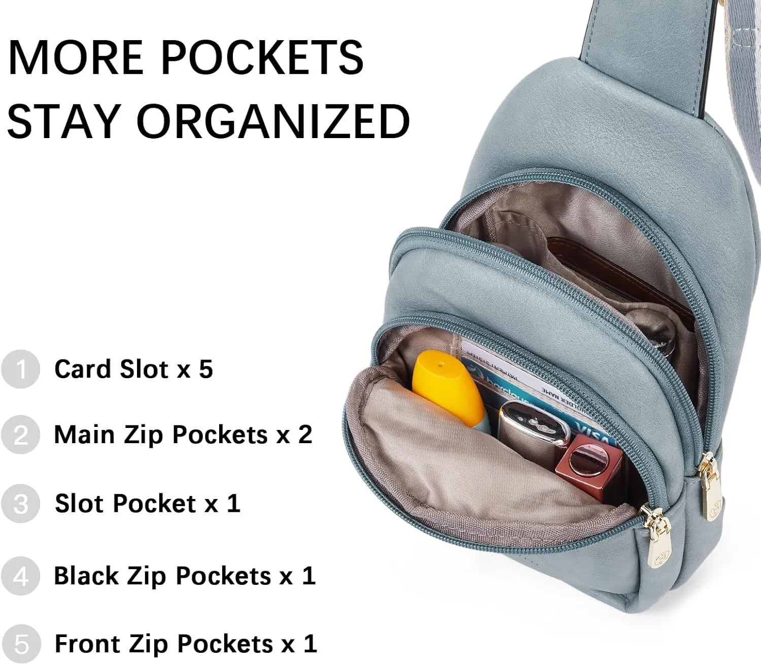 BOSTANTEN Small Sling Bag for Women Leather Crossbody Bags Fanny Pack Chest Bag for Travel