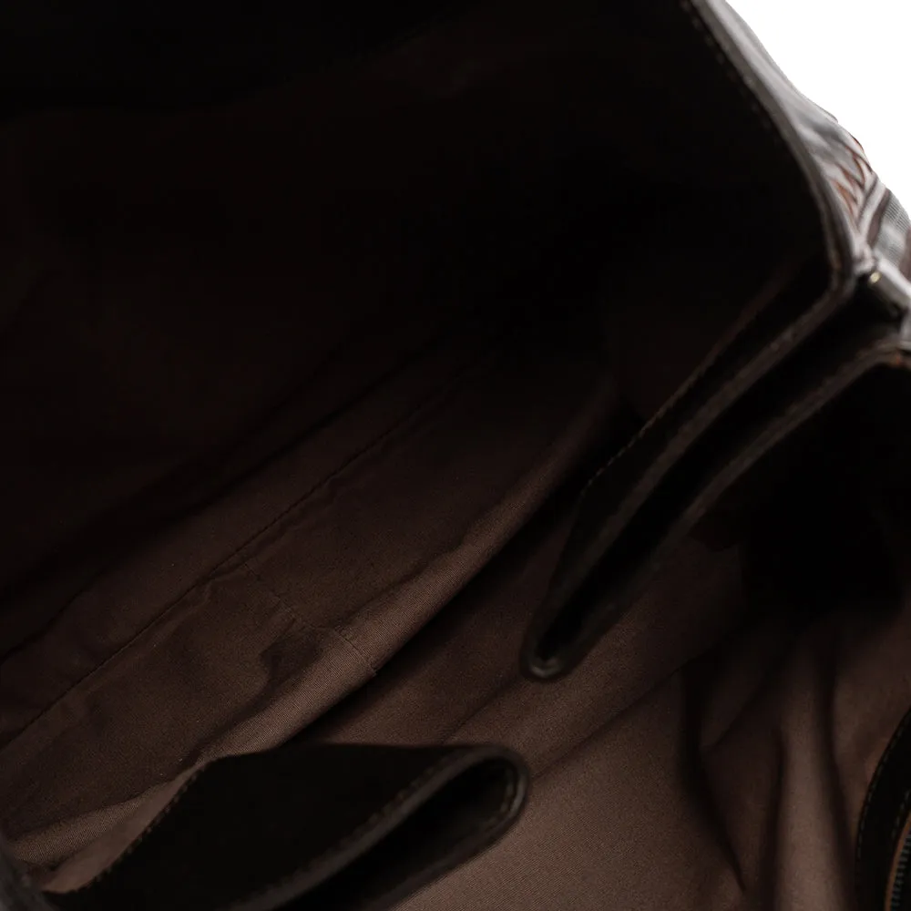 Bottega Veneta Dark Brown Intrecciato Trim Leather Expandable Tote
