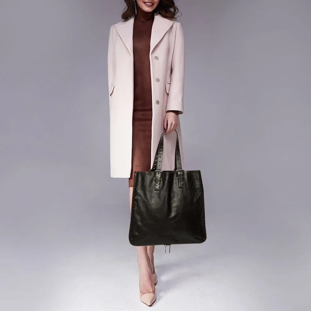 Bottega Veneta Dark Brown Intrecciato Trim Leather Expandable Tote