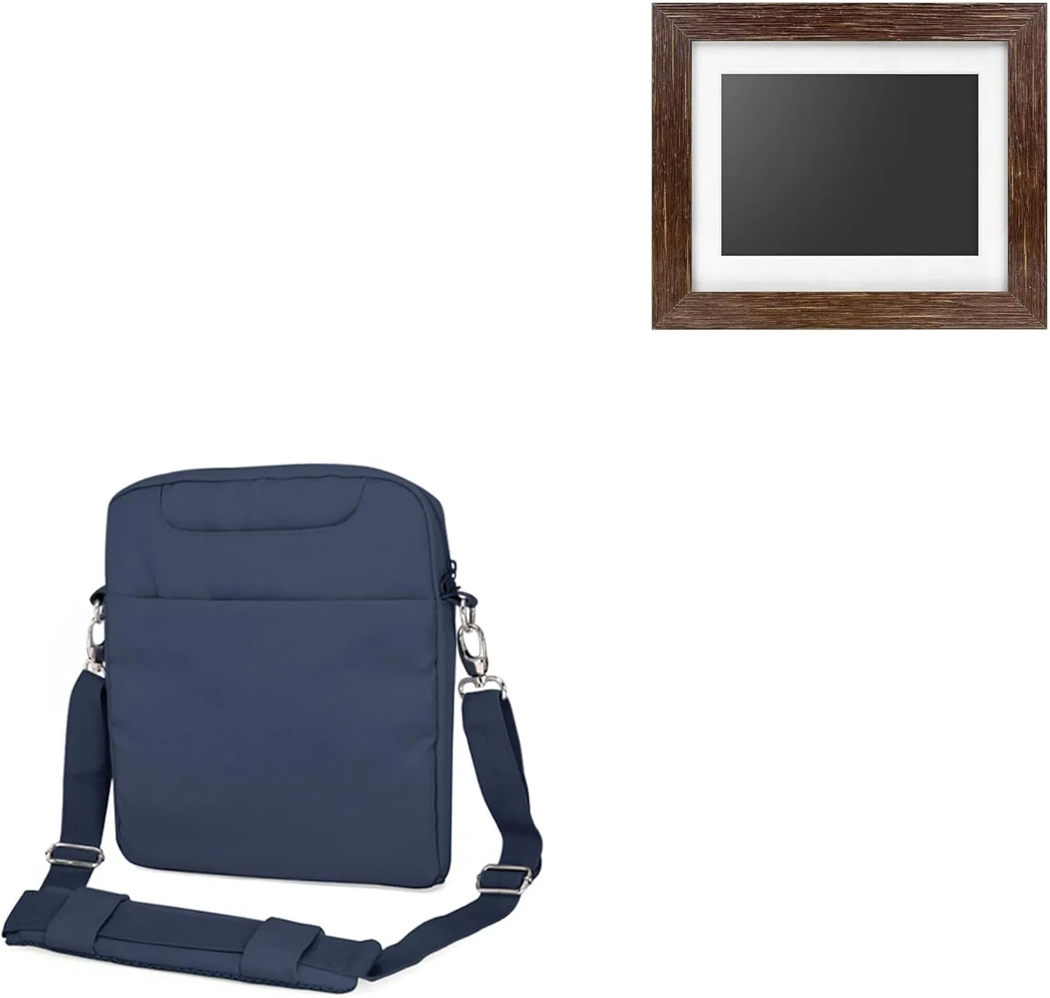 BoxWave Case Compatible with Aluratek 8 in Distressed Wood Photo Frame (6MF185) - Encompass Urban Bag, Over Shoulder Messenger Straps Handle Bag Pockets - Navy