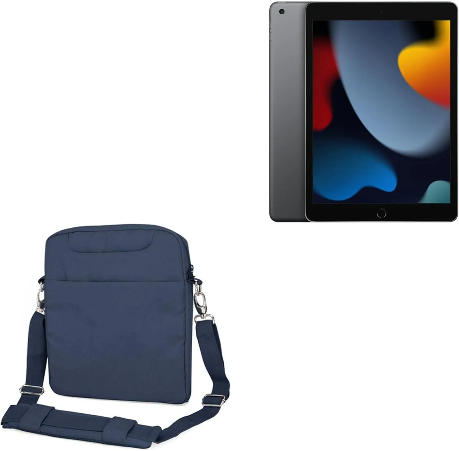 BoxWave Case Compatible with Apple iPad (9th Gen 2021) - Encompass Urban Bag, Over Shoulder Messenger Straps Handle Bag Pockets - Navy