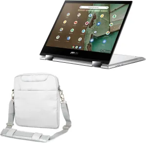 BoxWave Case Compatible with ASUS Chromebook Flip CM3 (CM3200) - Encompass Urban Bag, Over Shoulder Messenger Straps Handle Bag Pockets - Cool Grey
