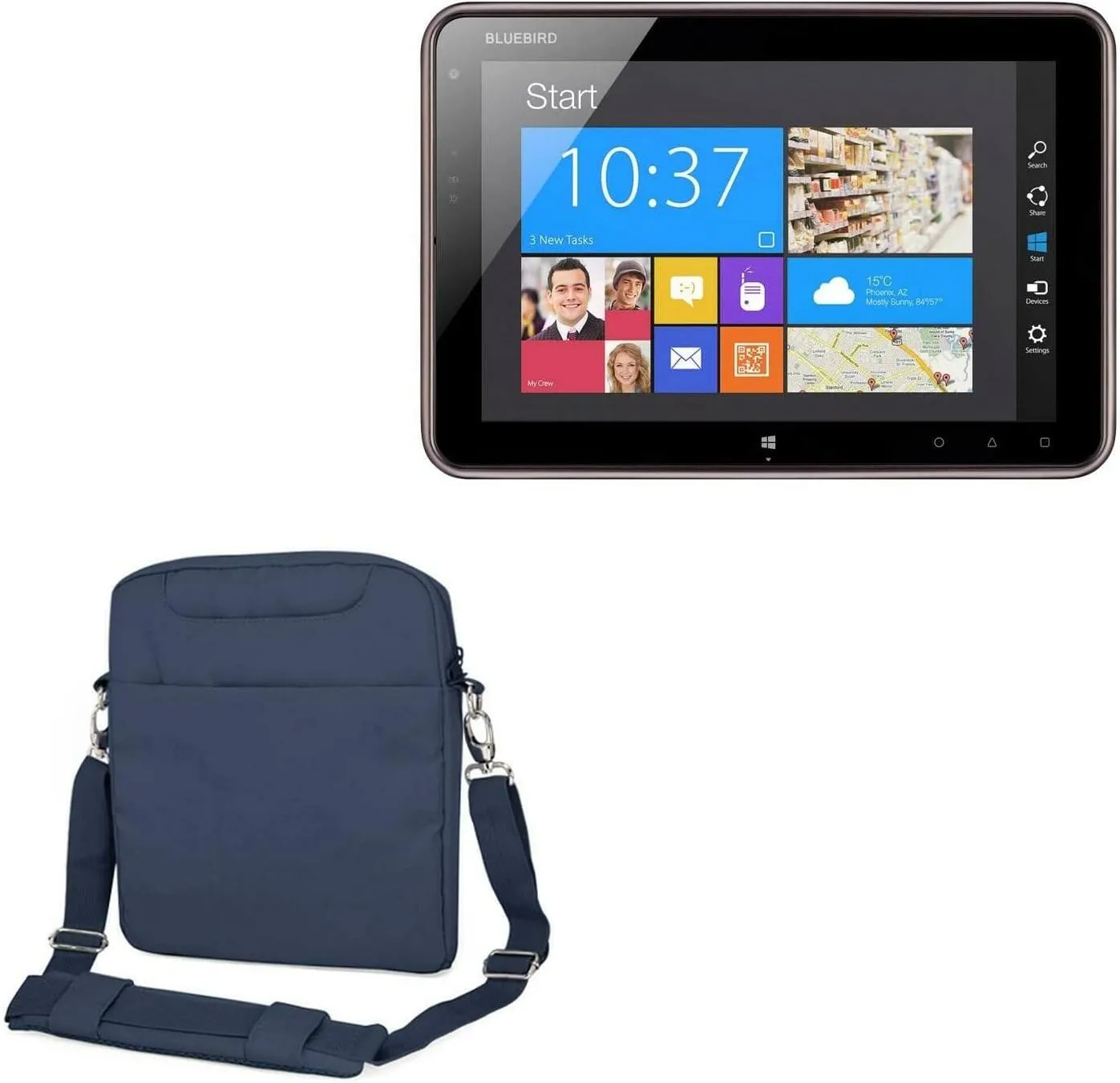 BoxWave Case Compatible with Bluebird ET100 - Encompass Urban Bag, Over Shoulder Messenger Straps Handle Bag Pockets - Navy