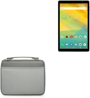 BoxWave Case Compatible with Prestigio Grace 4991 - Hard Shell Briefcase, Slim Messenger Bag Briefcase Cover Side Pockets - Pewter