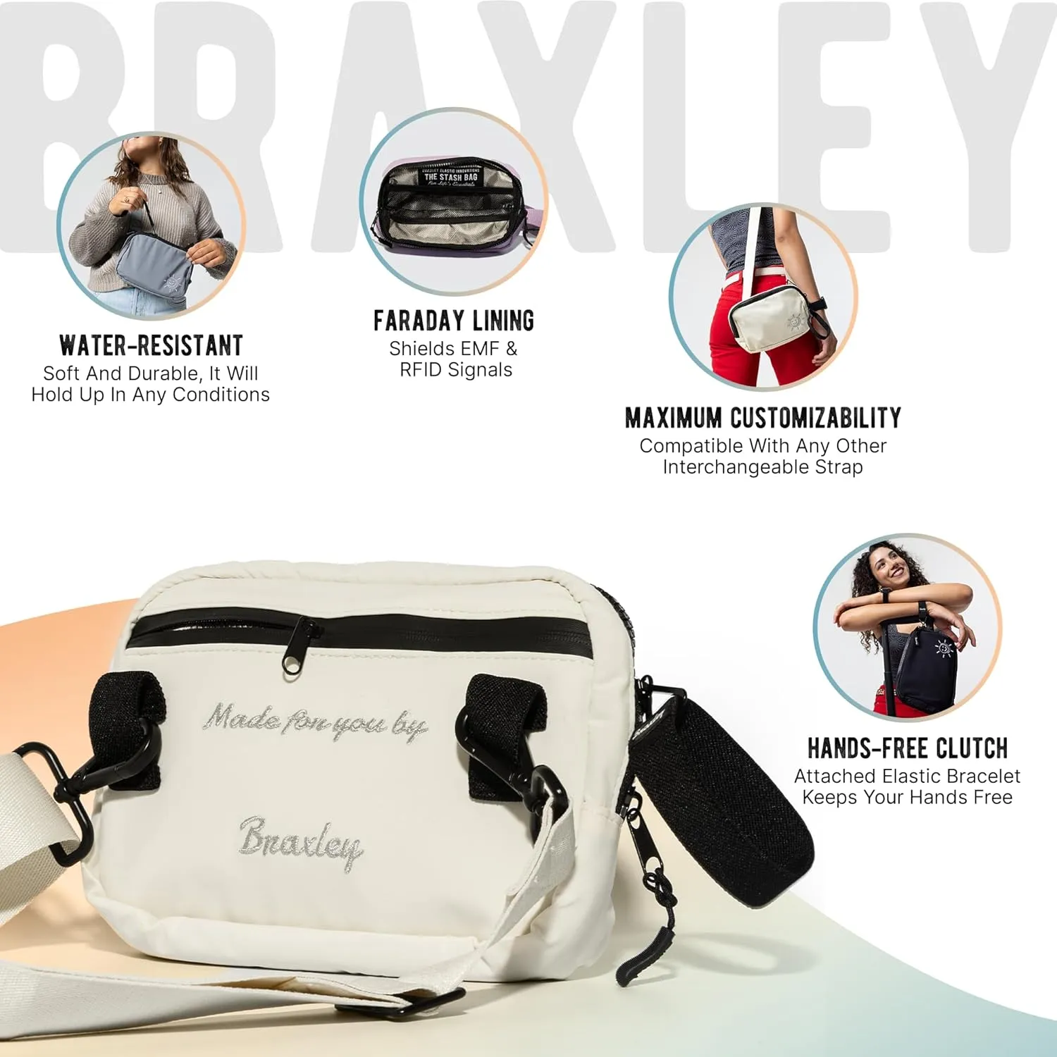 Braxley Unisex Clutch Bag & Belt Bundle - Crossbody and Fanny Pack for Men & Women - Full Length Stretch Belt Design – RFID Blocking Convertible Belt Bag | Washable and Durable