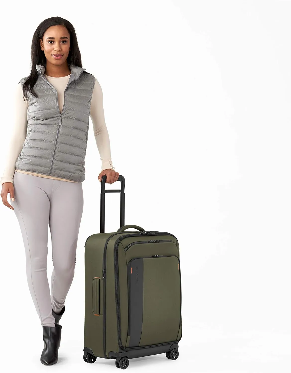 Briggs & Riley 26" Medium Expandable Spinner - Checked Luggage for Travel, Suitcases with Wheels, Softside Rolling Bag for Men & Women, Self-Repairing Zipper - ZDX Collection, Hunter