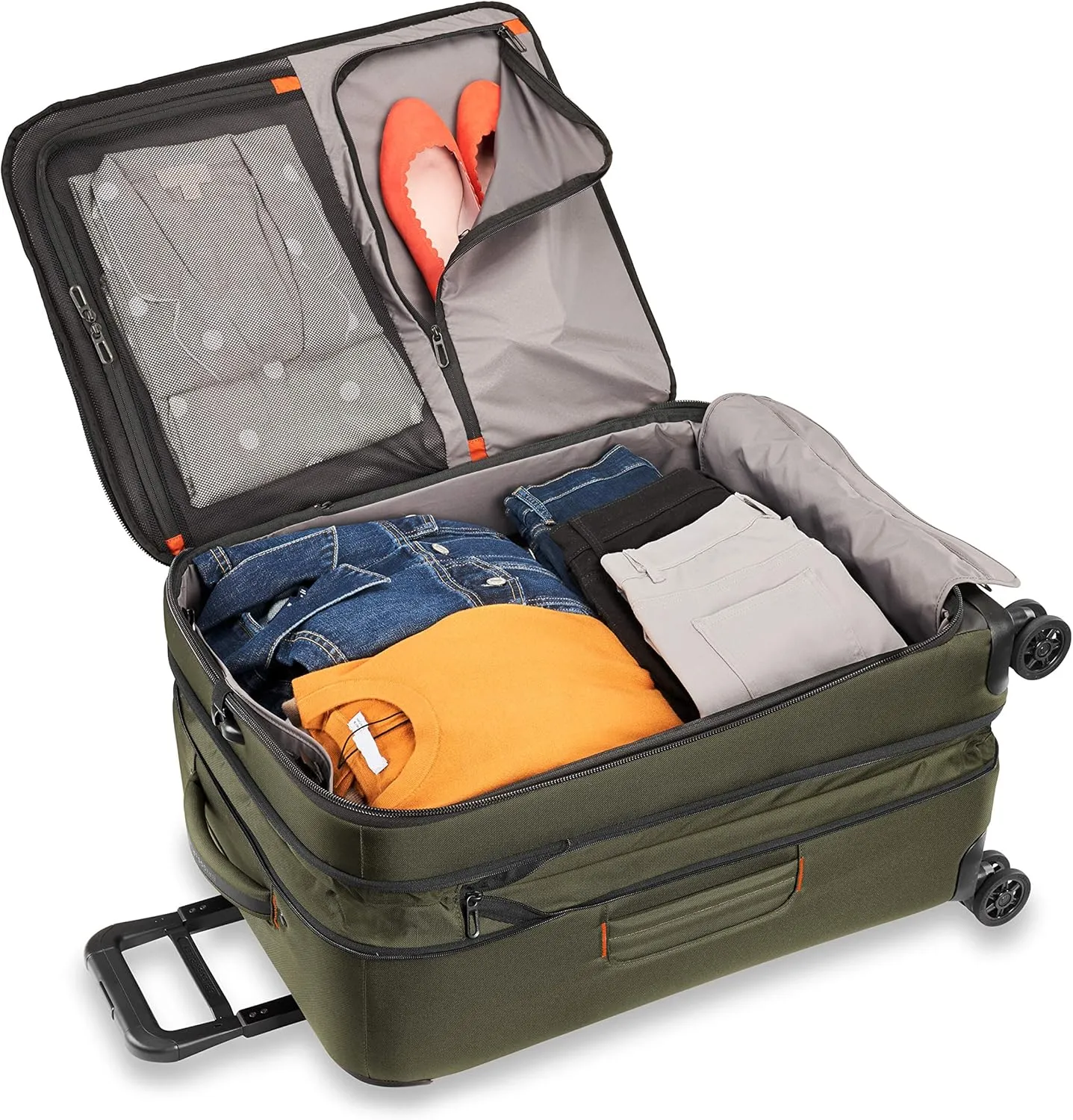 Briggs & Riley 26" Medium Expandable Spinner - Checked Luggage for Travel, Suitcases with Wheels, Softside Rolling Bag for Men & Women, Self-Repairing Zipper - ZDX Collection, Hunter