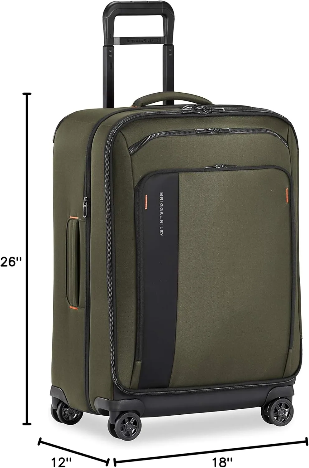 Briggs & Riley 26" Medium Expandable Spinner - Checked Luggage for Travel, Suitcases with Wheels, Softside Rolling Bag for Men & Women, Self-Repairing Zipper - ZDX Collection, Hunter