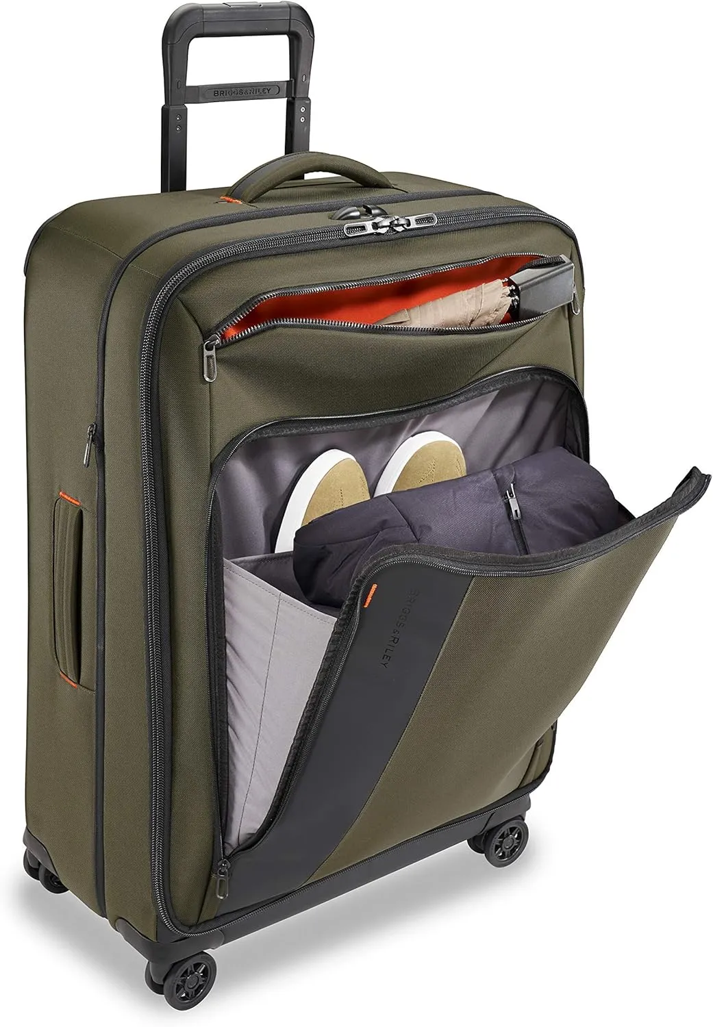 Briggs & Riley 29" Large Expandable Spinner - Checked Luggage for Travel, Suitcases with Wheels, Softside Rolling Bag for Men & Women, Self-Repairing Zipper - ZDX Collection, Hunter