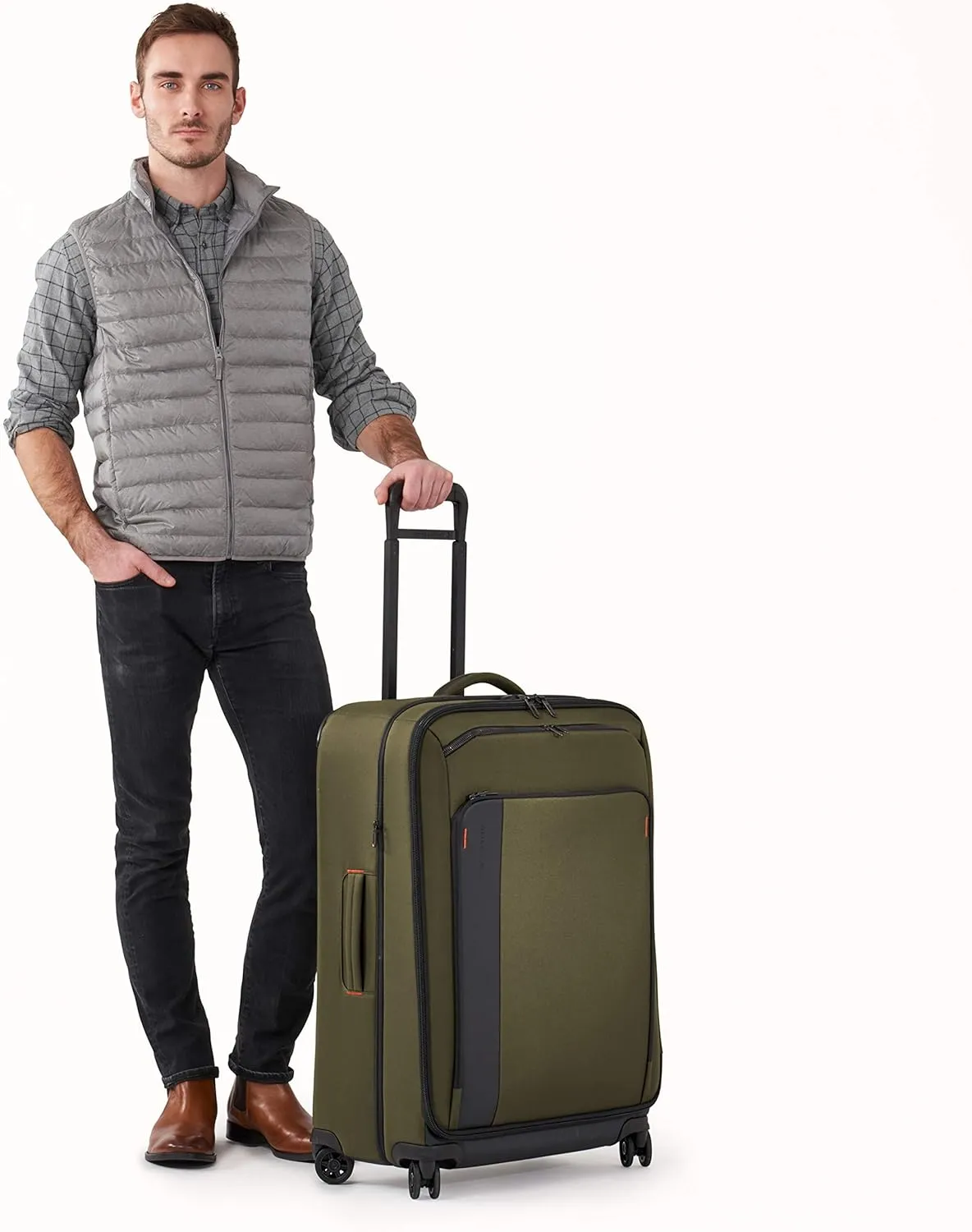 Briggs & Riley 29" Large Expandable Spinner - Checked Luggage for Travel, Suitcases with Wheels, Softside Rolling Bag for Men & Women, Self-Repairing Zipper - ZDX Collection, Hunter