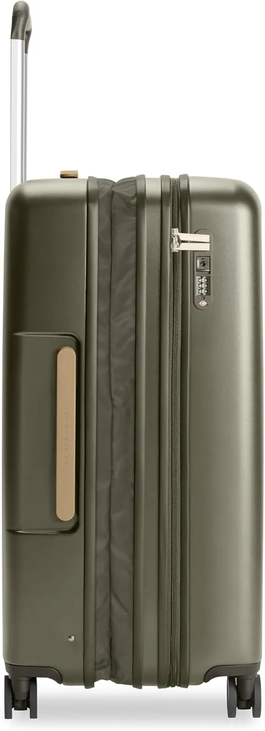 Briggs & Riley 30" Large Expandable Spinner - Checked Luggage for Travel, Suitcases with Wheels, Hardside Rolling Bag for Men & Women, Self-Repairing Zipper - Sympatico Collection, Olive