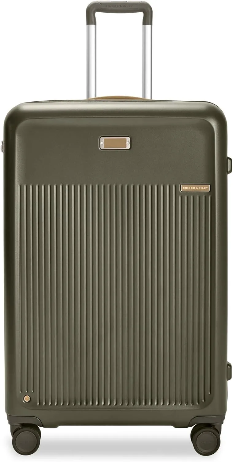 Briggs & Riley 30" Large Expandable Spinner - Checked Luggage for Travel, Suitcases with Wheels, Hardside Rolling Bag for Men & Women, Self-Repairing Zipper - Sympatico Collection, Olive