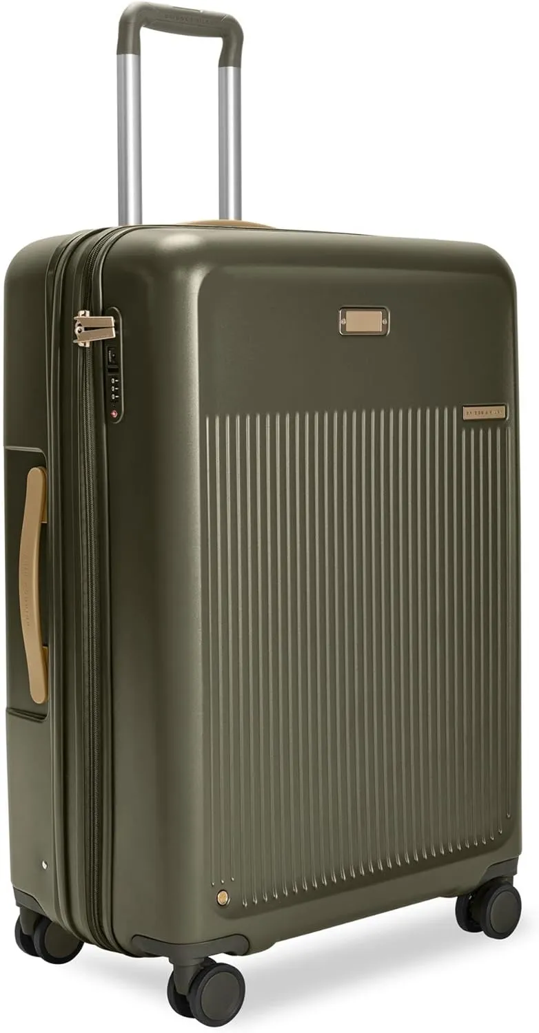 Briggs & Riley 30" Large Expandable Spinner - Checked Luggage for Travel, Suitcases with Wheels, Hardside Rolling Bag for Men & Women, Self-Repairing Zipper - Sympatico Collection, Olive
