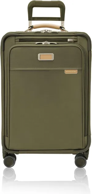 Briggs & Riley Essential 22" Carry On Expandable Spinner - Luggage for Travel, Suitcases with Wheels, Softside Rolling Bag for Men & Women, Self-Repairing Zipper - Baseline Collection, Olive