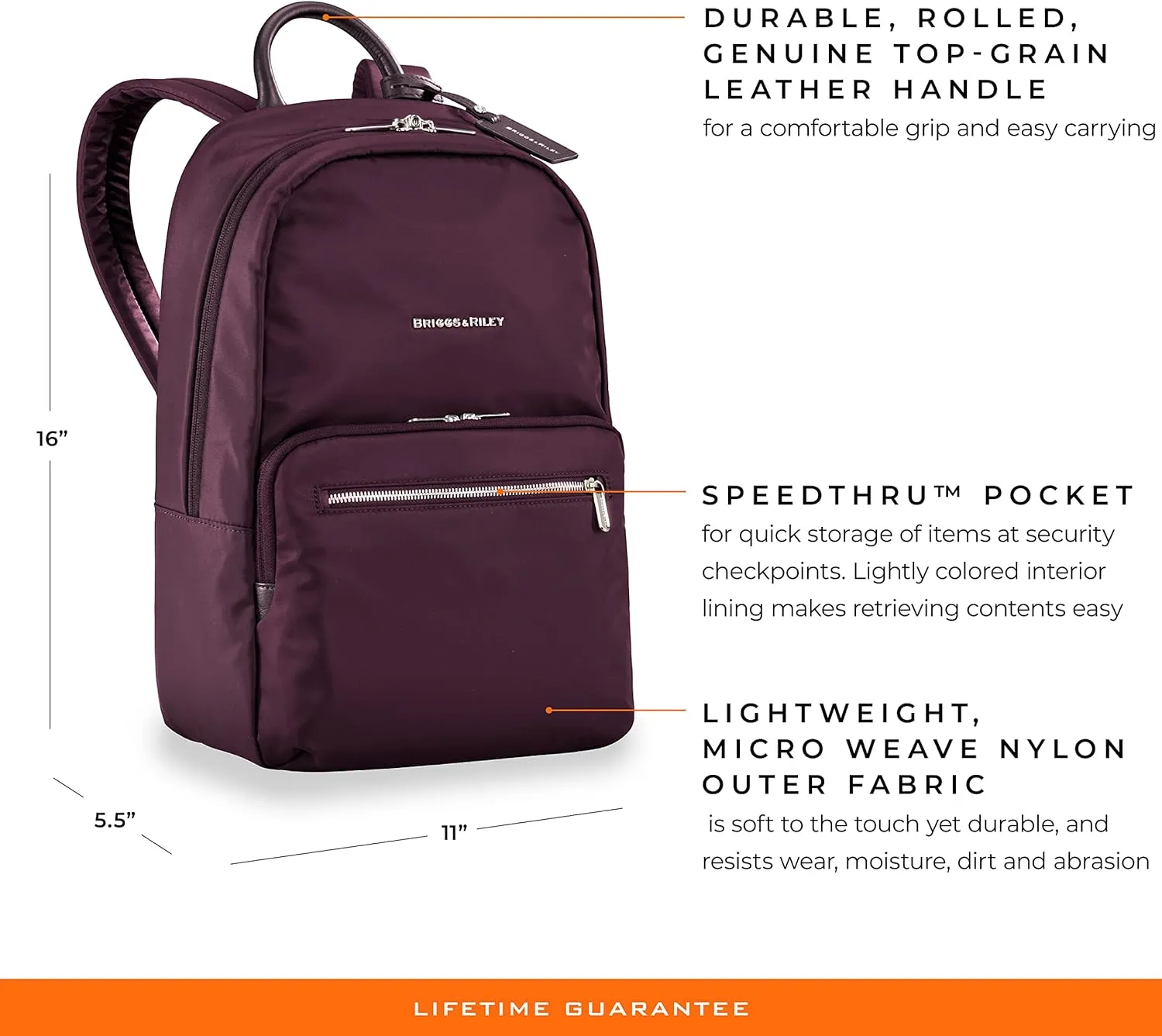 Briggs & Riley Essential Backpack, Plum, One Size