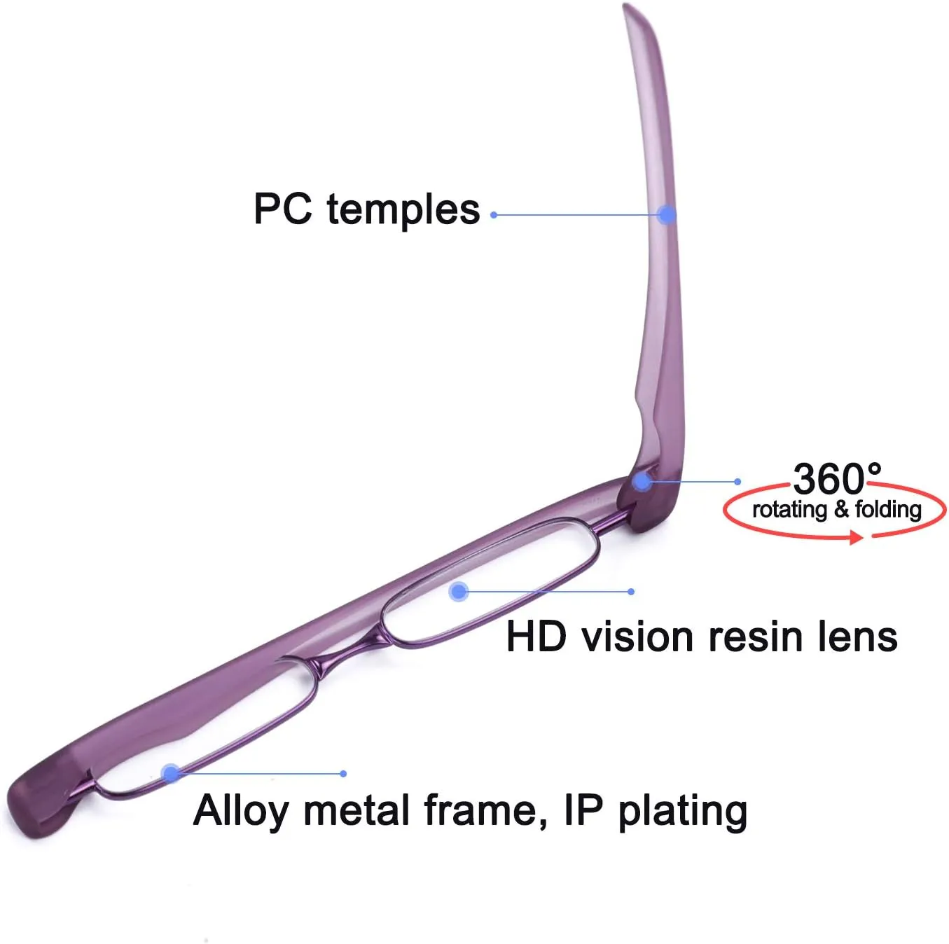 Bright Non Polarized Rectangular Reading Glasses for Women Men 1.0