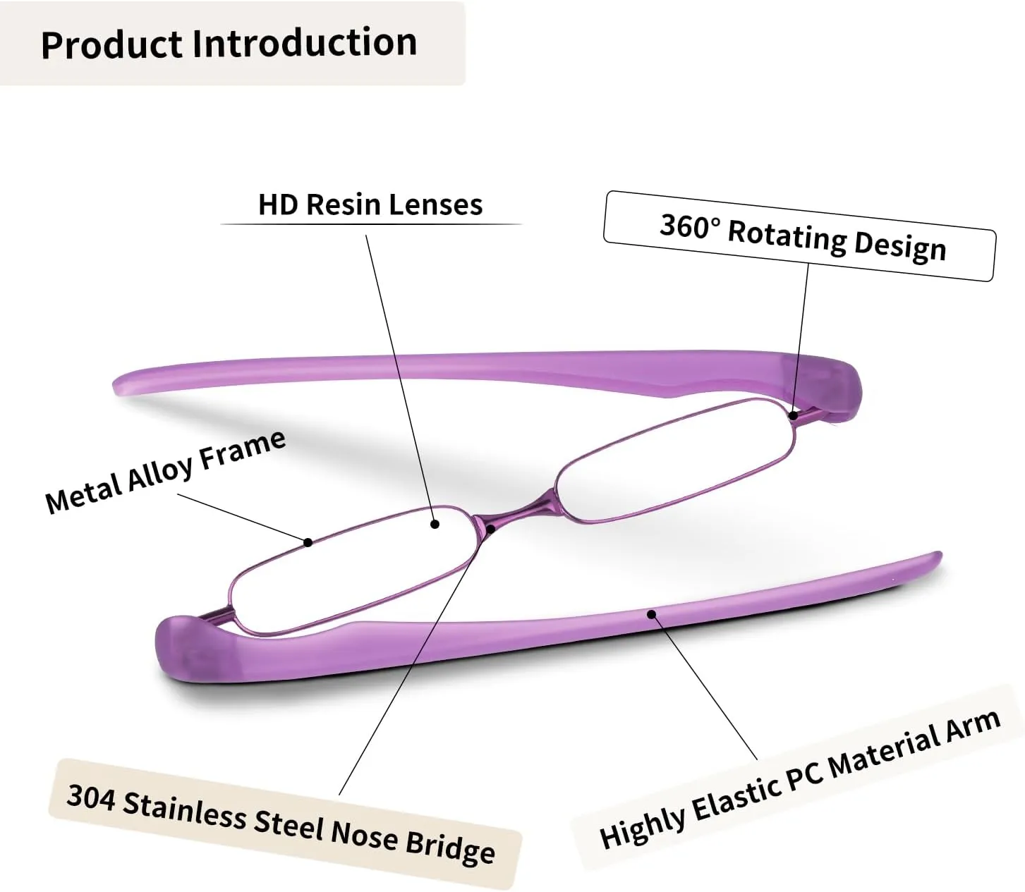 Bright Non Polarized Rectangular Reading Glasses for Women Men 1.0