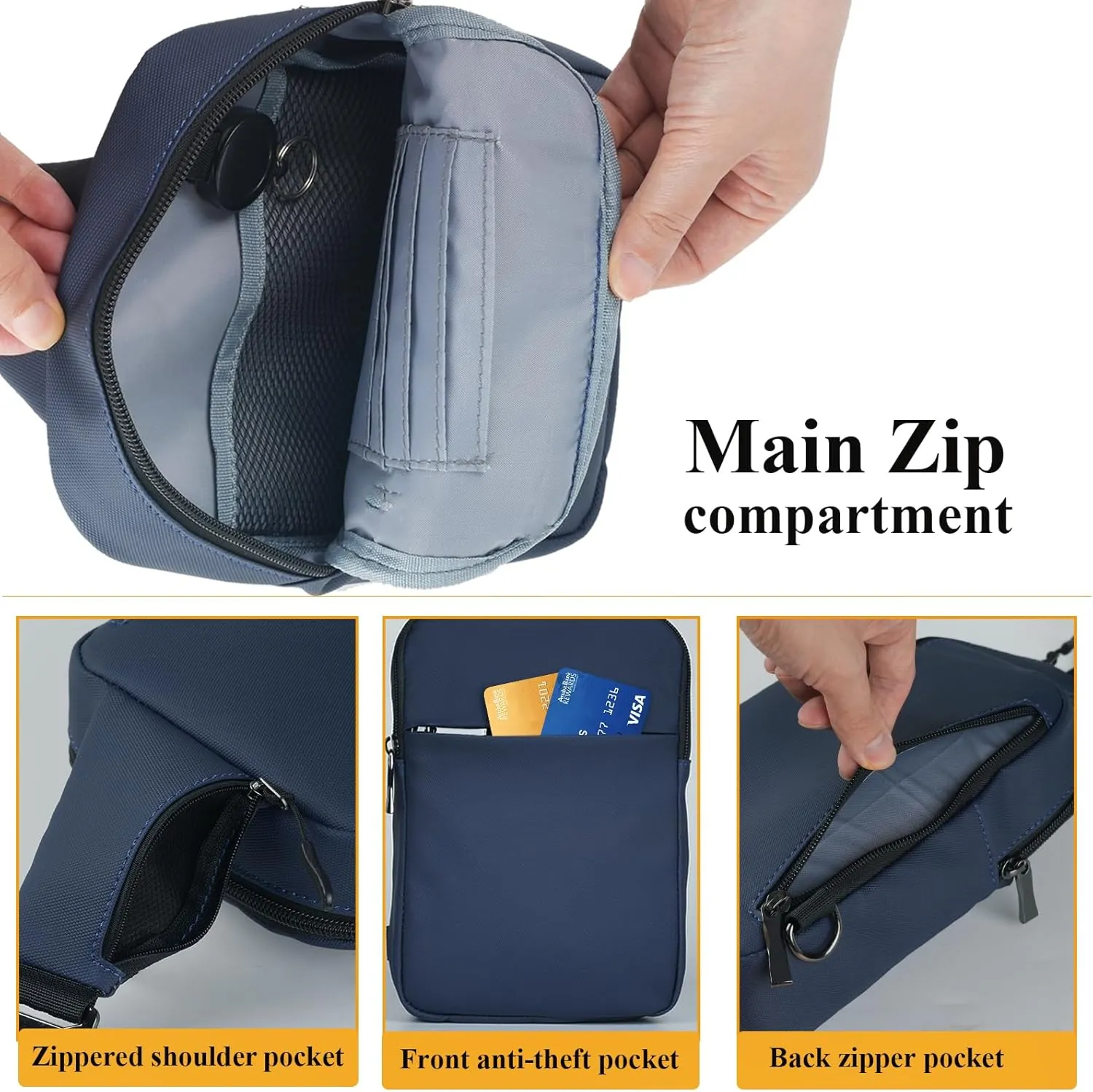 BROADREAM Upgrated Mini Sling Bag Small Crossbody Bags with RFID Blocking Waterproof Phone Chest Bag for Travel