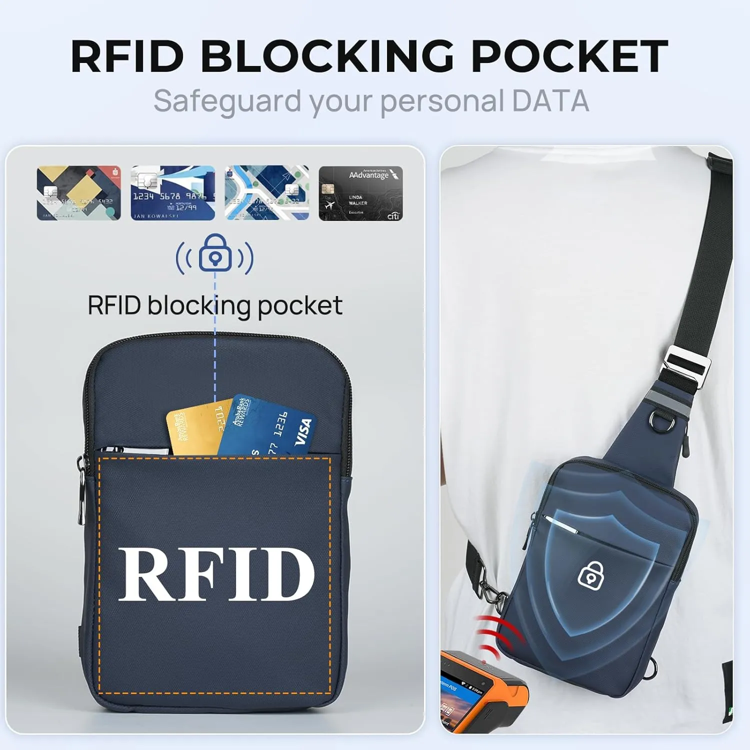 BROADREAM Upgrated Mini Sling Bag Small Crossbody Bags with RFID Blocking Waterproof Phone Chest Bag for Travel
