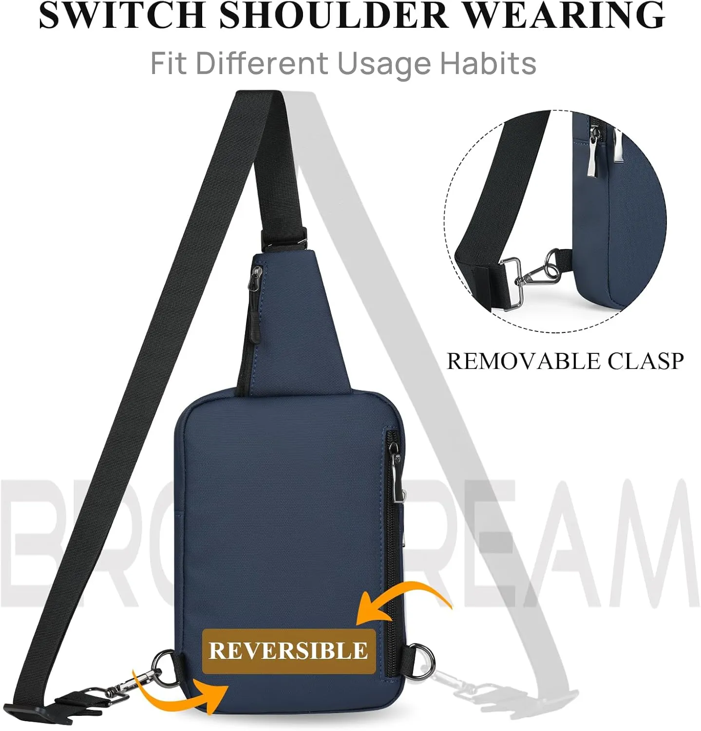 BROADREAM Upgrated Mini Sling Bag Small Crossbody Bags with RFID Blocking Waterproof Phone Chest Bag for Travel