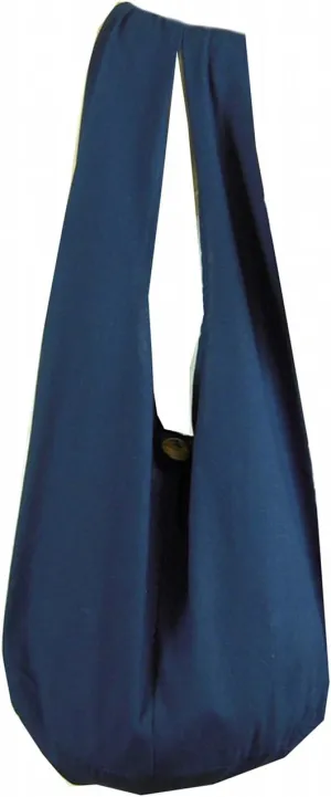 BTP! Thai Monk Buddha Cotton Sling Crossbody Messenger Bag Purse Hippie Hobo Navy Blue XL10