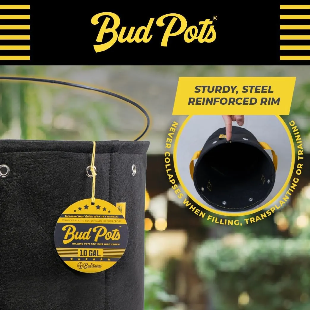 BudPots for Optimal Plant Growth | 25 Gallon Fabric Pots (94.5L) |2-Pack | Metal Reinforced Rim - Sturdy & Never Collapses | Promotes Dense & Healthy Roots | Low Stress Training | Reusable