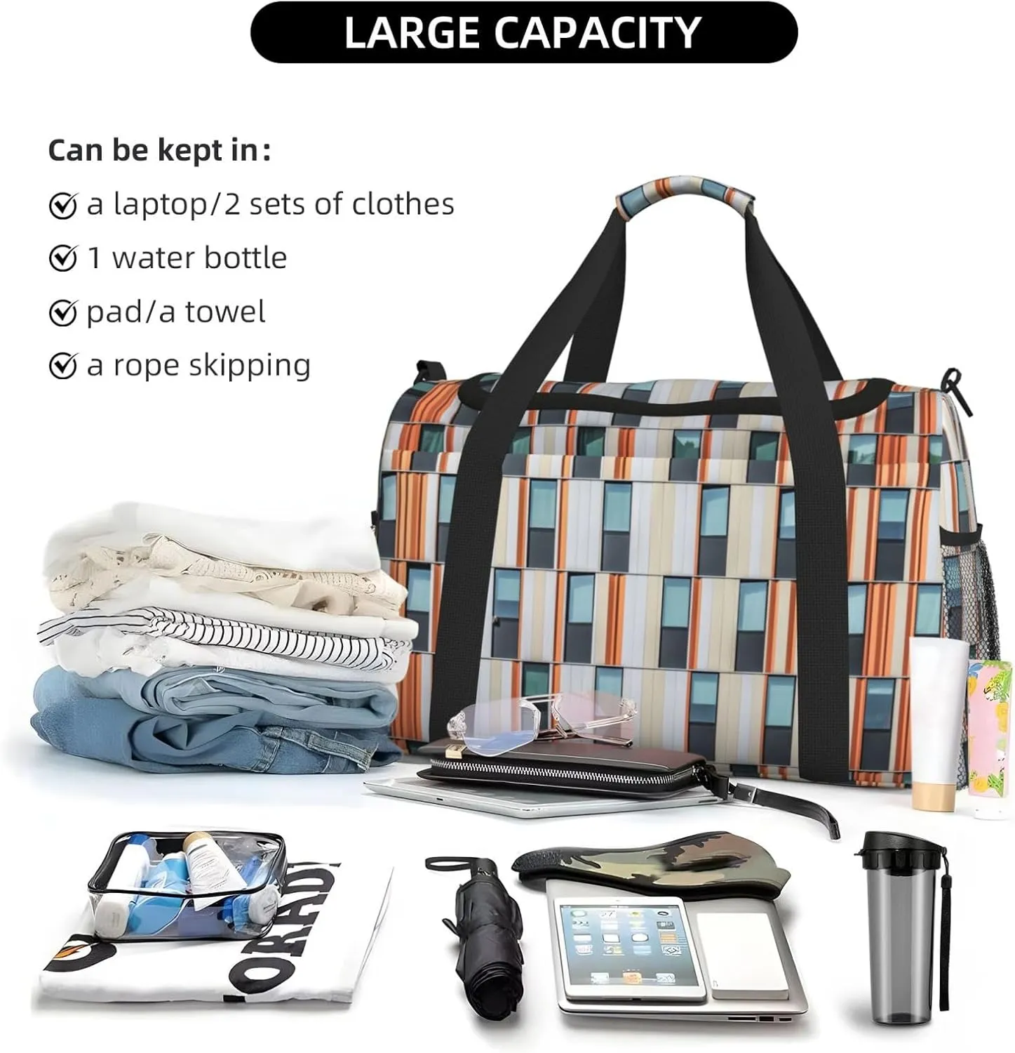Building Window Travel Duffel Bag Large Foldable Waterproof Overnight Bag For Beach Swim Bags Pool Sports Gym