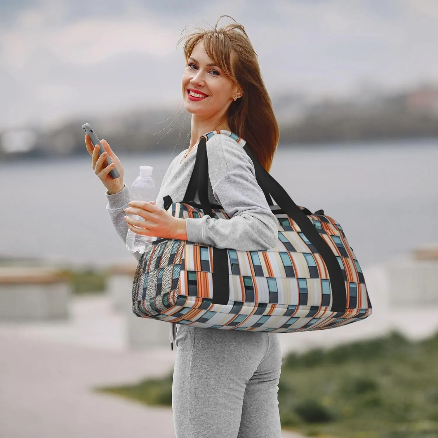 Building Window Travel Duffel Bag Large Foldable Waterproof Overnight Bag For Beach Swim Bags Pool Sports Gym