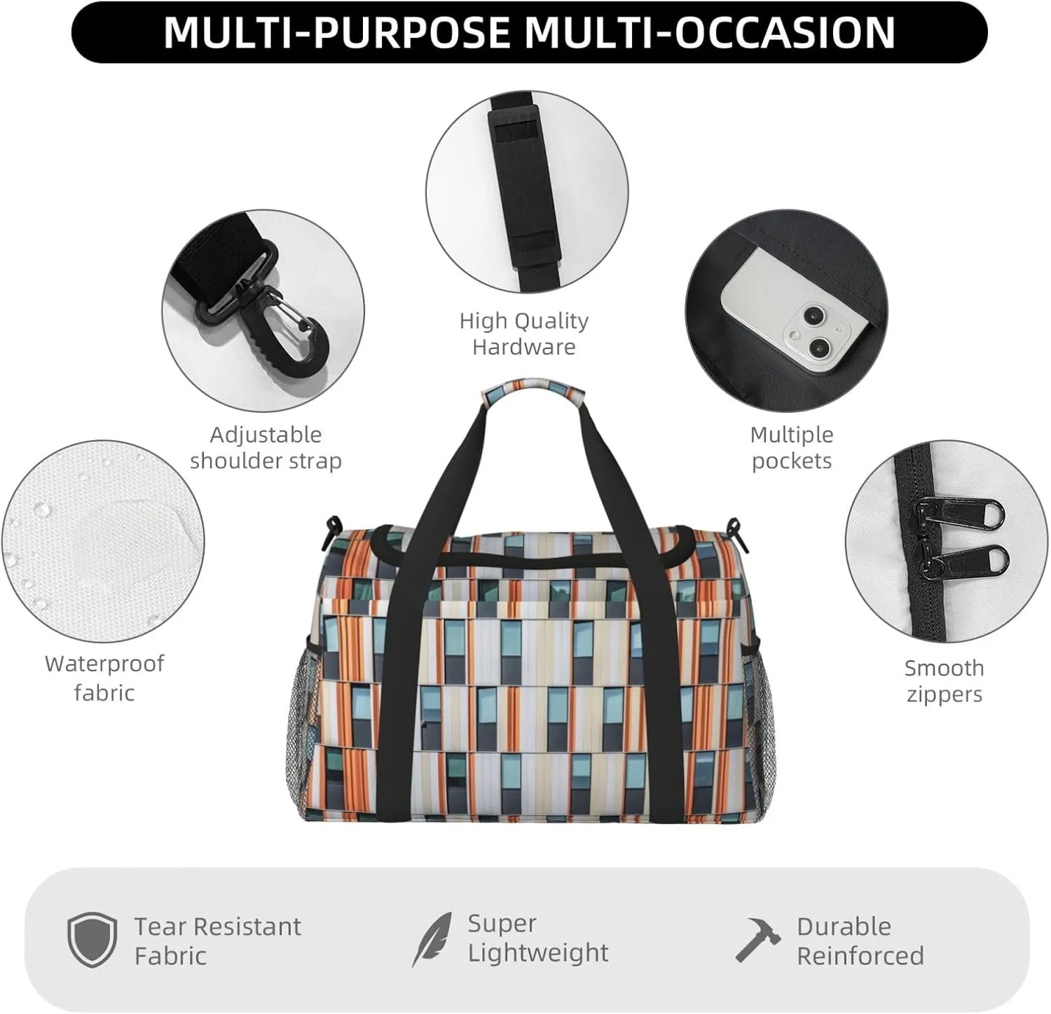Building Window Travel Duffel Bag Large Foldable Waterproof Overnight Bag For Beach Swim Bags Pool Sports Gym