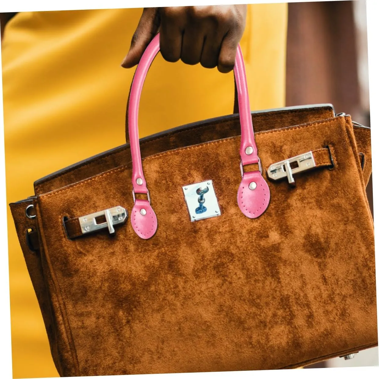 Cabilock DIY Handbag Strap 50cm Leather Bag Handle Tote Bag Accessory Cowhide Belt for Women's Pouch