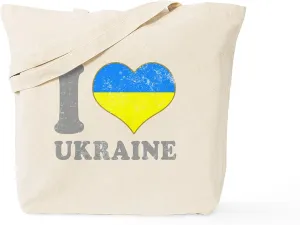 CafePress I Love Ukraine Native Ukrainian Fl Natural Canvas Tote Bag, Reusable Shopping Bag