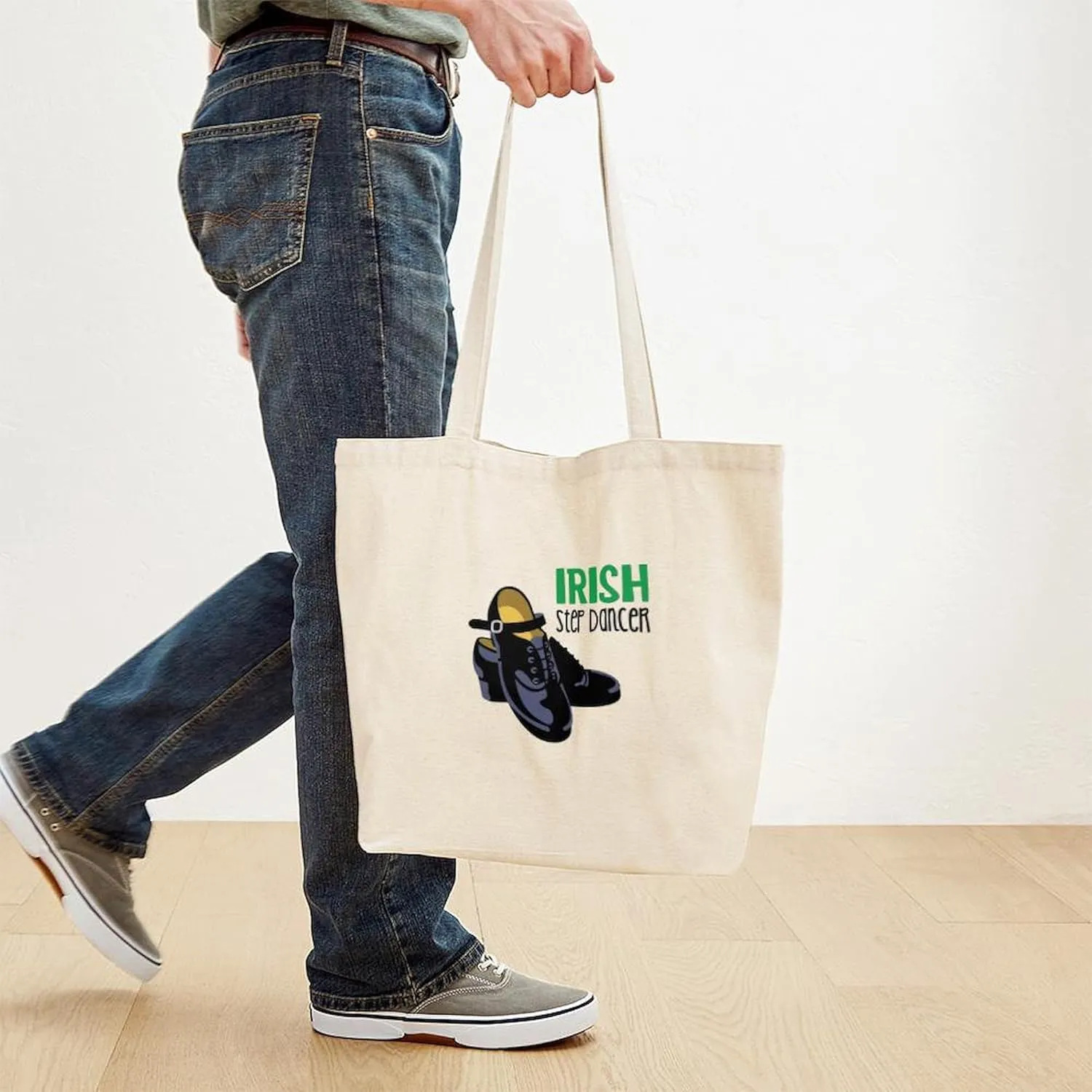 CafePress Irish Step Dancer Tote Bag Natural Canvas Tote Bag, Reusable Shopping Bag