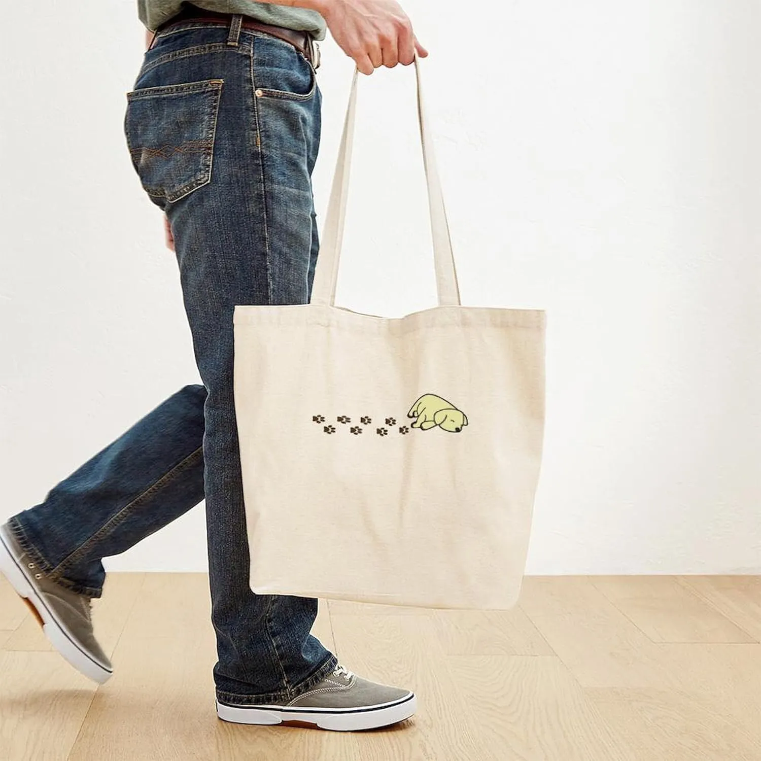 CafePress Muddy Yellow Lab Tote Bag Reusable Natural Beige Canvas Shopping Bag