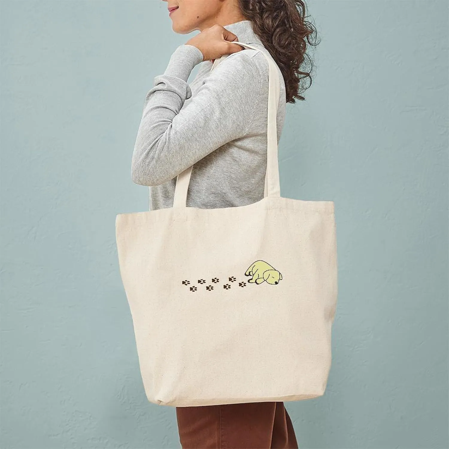CafePress Muddy Yellow Lab Tote Bag Reusable Natural Beige Canvas Shopping Bag