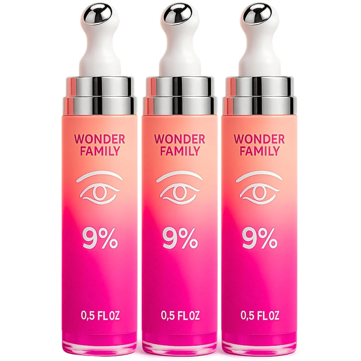 Caffeine Under Eye Cream for Puffiness and Bags Under Eyes - Roller for Puffy Eyes and Dark Circles Under Eye Treatment for Women, Men - Hyaluronic Acid and Niacinamide Serum (3-pack)
