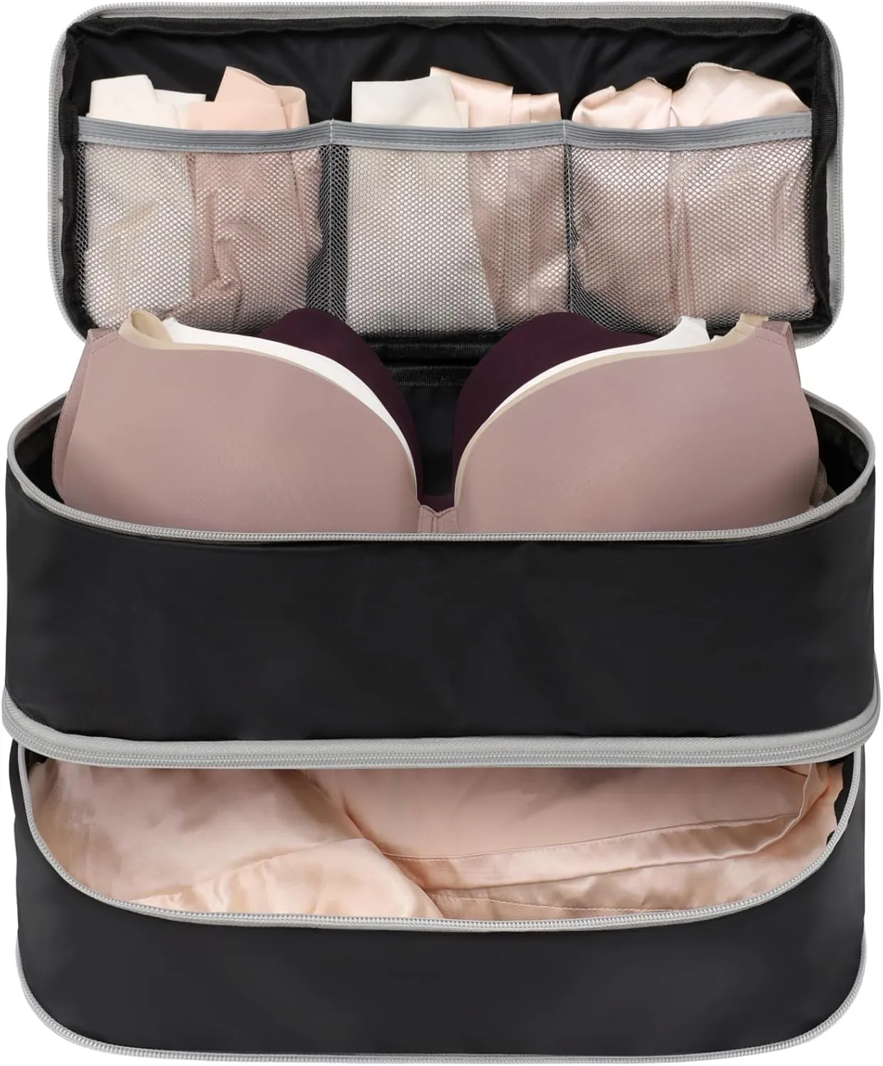 Cambond Travel Underwear Organizer Bag - Lightweight Bra Organizer, Portable Expandable Compression Packing Cubes, Underwear Storage Bag for Women