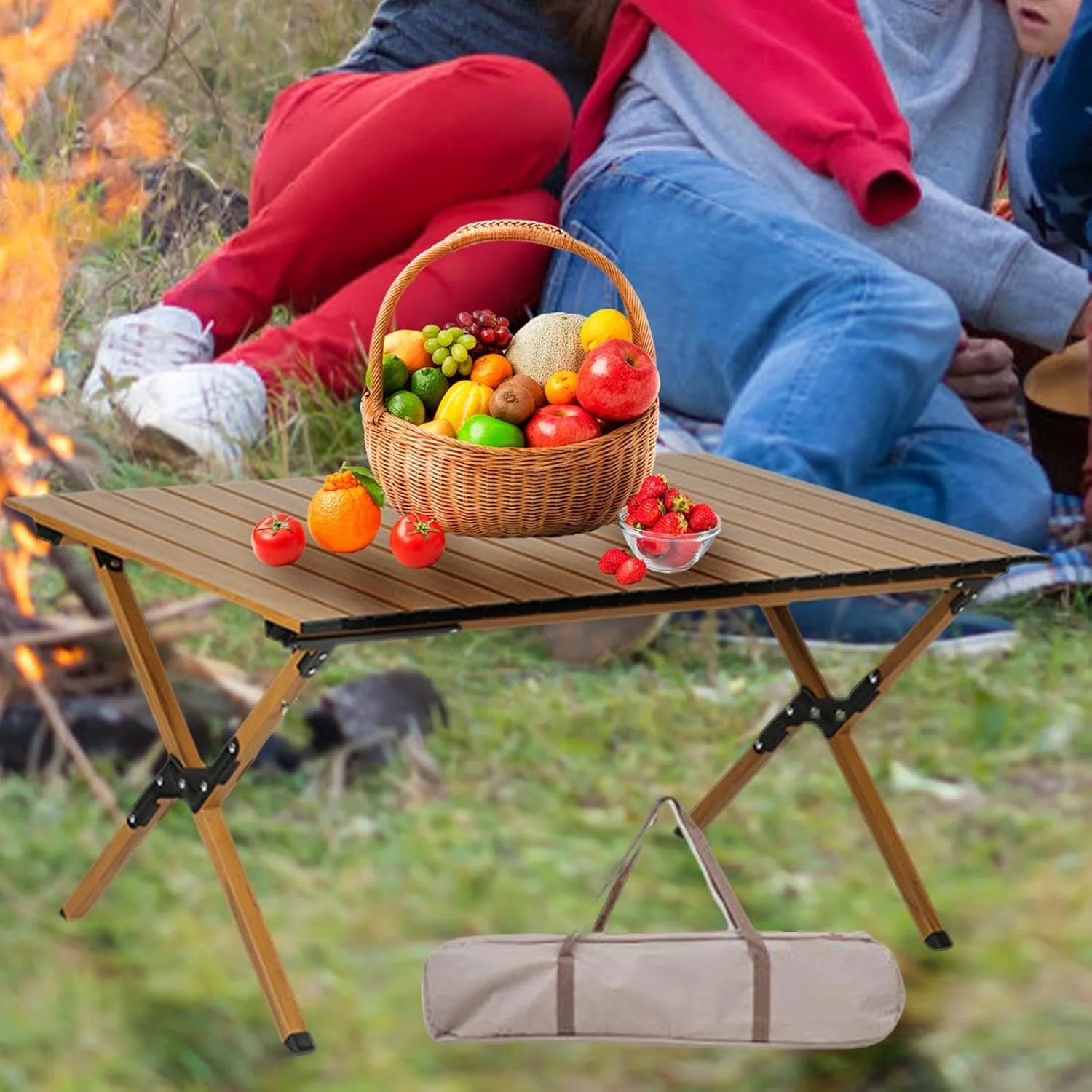 Camping Folding Table Outdoor Table Furniture with Storage Carrying Bags Foldable Picnic Table Portable for Barbecue Fishing