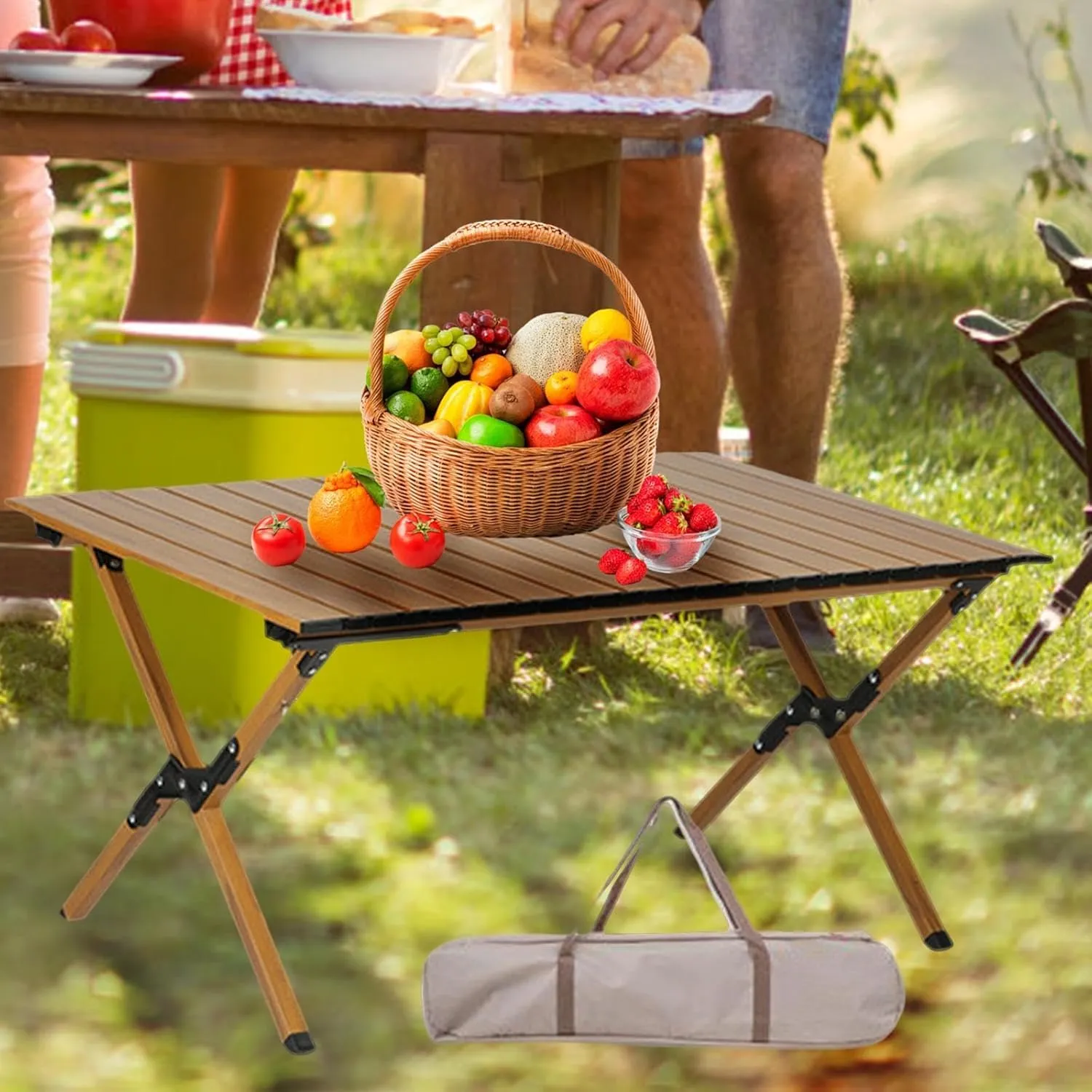 Camping Folding Table Outdoor Table Furniture with Storage Carrying Bags Foldable Picnic Table Portable for Barbecue Fishing