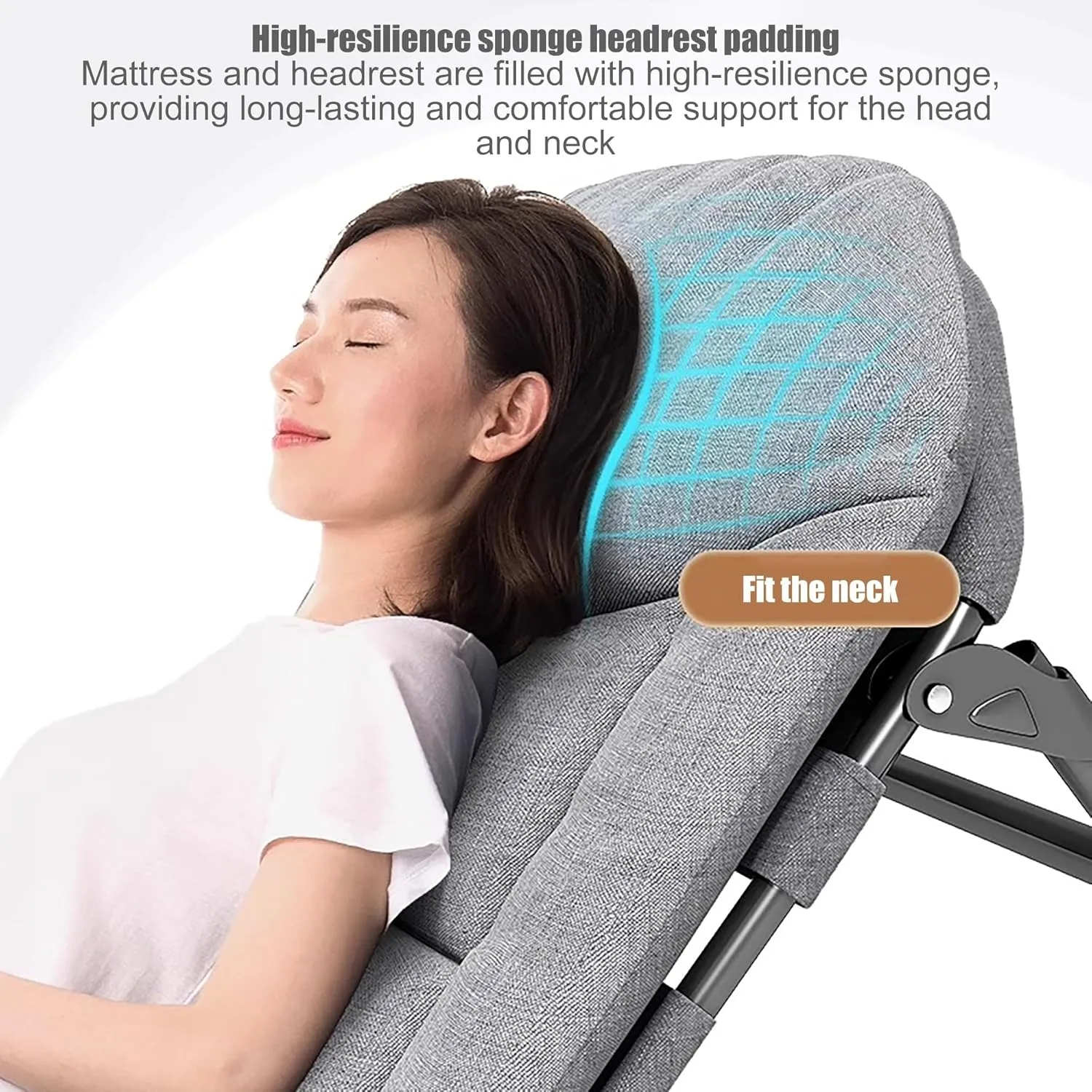 Camping Sleeping Cot, Heavy Duty Sleeping Cots, 6-Position Folding Cot, Lounge Chair with Mattress, Portable Travel Camp Cots for Home, Office Nap and Outdoor Beach(180x60CM)