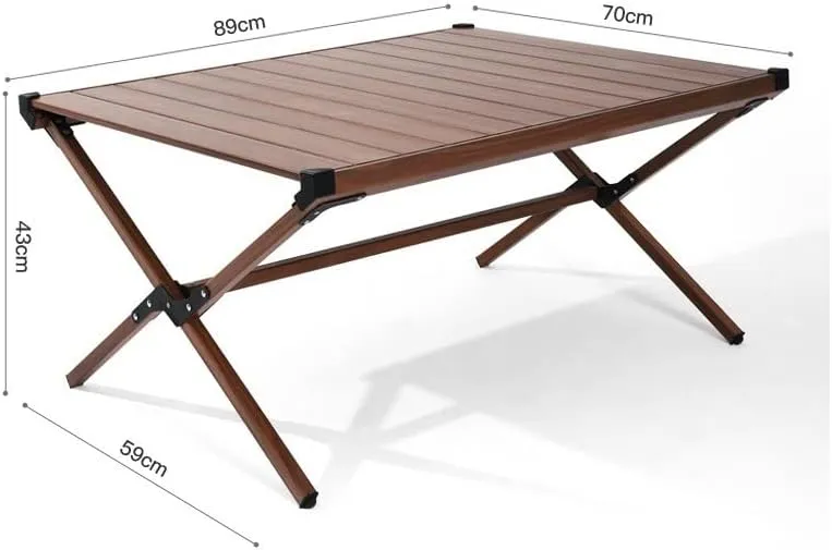 Camping Table, Outdoor Portable Folding Camping Table with Aluminum Roll Up Tabletop and Carrying Bags for Picnic, Cooking, Camping, Beach(A)