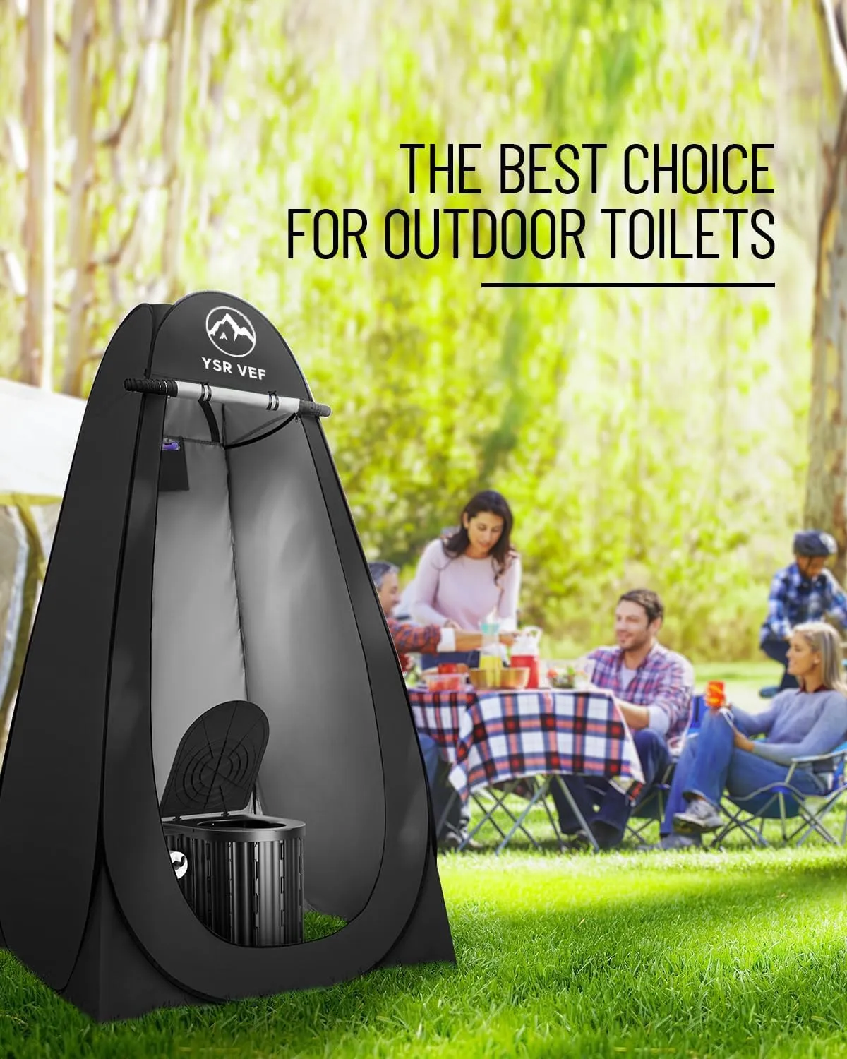 Camping Toilet with Pop-Up Privacy Tent and Liquid Waste Gel, Portable Toilet for Camping with Large Tent, Ergonomic Potty Provides Enhanced Comfort, Suitable for All Ages