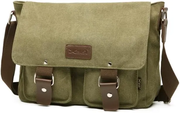 Canvas Messenger Bag for Men & Women - Vintage Shoulder Bag Satchel Bag Laptop Crossbody Campus Work Bag