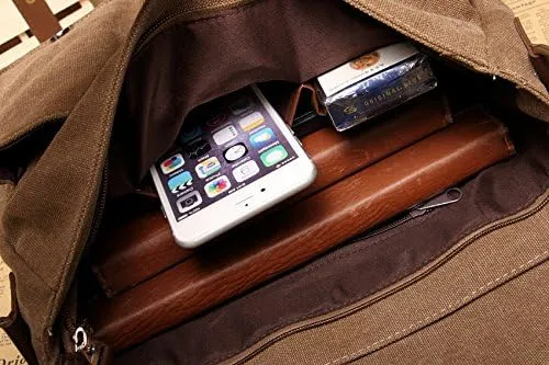 Canvas Messenger Bag for Men & Women - Vintage Shoulder Bag Satchel Bag Laptop Crossbody Campus Work Bag