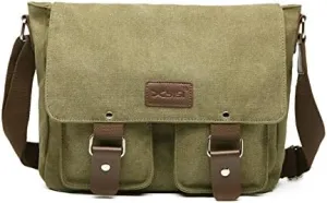 Canvas Messenger Bag for Men & Women - Vintage Shoulder Bag Satchel Bag Laptop Crossbody Campus Work Bag