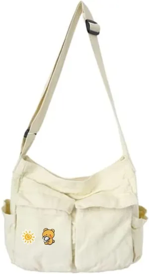 Canvas Messenger Bag Large Hobo Crossbody Bags with Multiple Pockets,School Vintage Shoulder Laptop Bag for Women and Men
