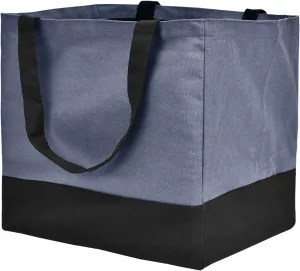 Canvas Reusable Grocery Bags Heavy Duty, 8.3 gal Foldable Large Canvas Tote Bag with Handles, Holds 60 lbs Canvas Shopping Bags & Washable Eco-friendly Bags with 5 Pockets, Blue Black 1 Bags