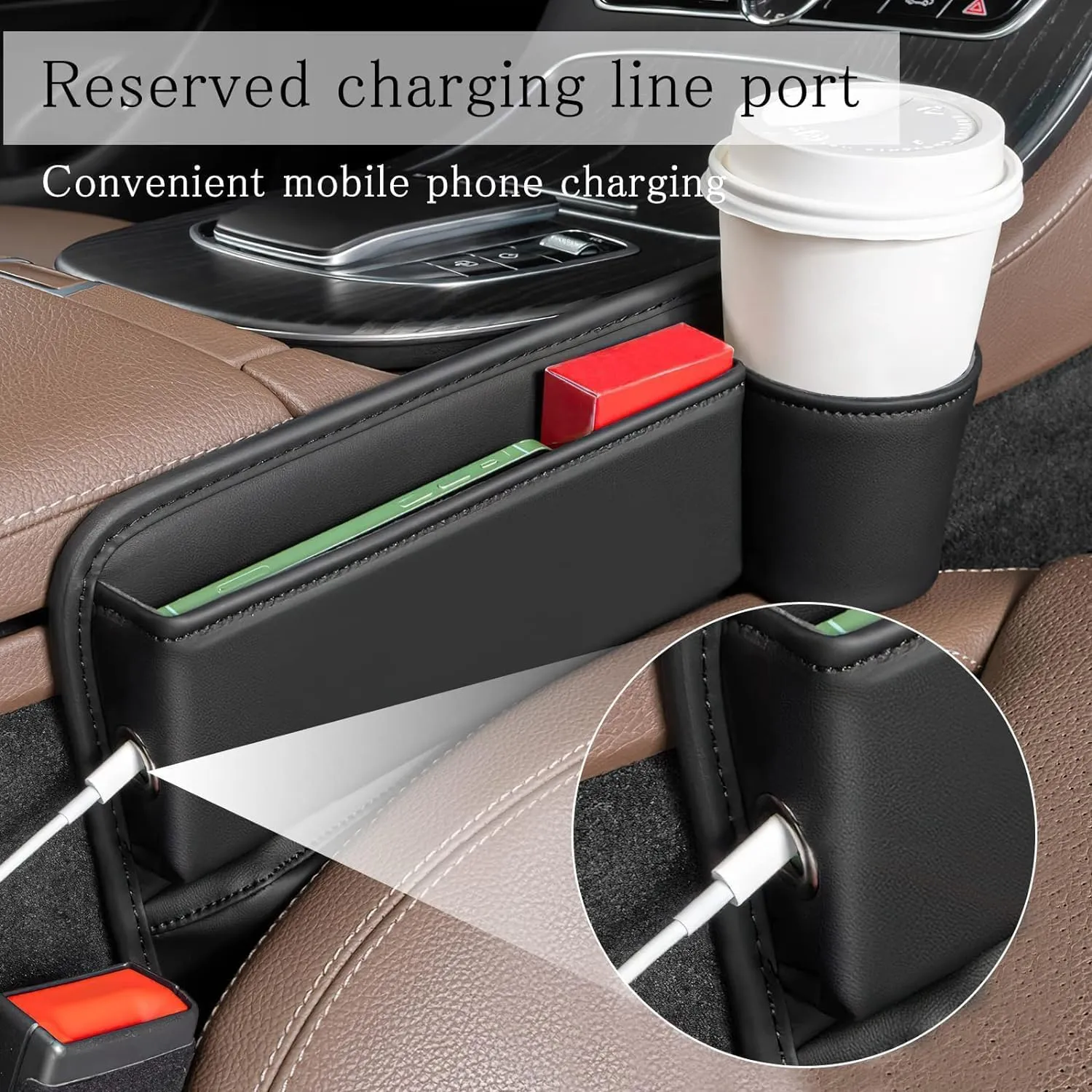 Car Seat Gap Filler Organizer for Mercedes-Benz CLS Shooting Brake (X218) 2014-2018, Car Gap Filler Car Seat Storage Box Seat Gap Storage Box Car Accessories,Beige