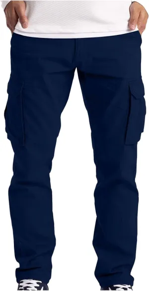 Cargo Pants for Men Casual Big and Tall Athletic Joggers Pants Solid Loose Baggy Sweatpants with Multi Pockets